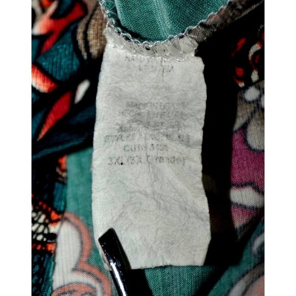 VOLL Boutique Teal Paisleys Sleeveless Flowy Blouse Top Plus Size 3X Pockets - Picture 10 of 11